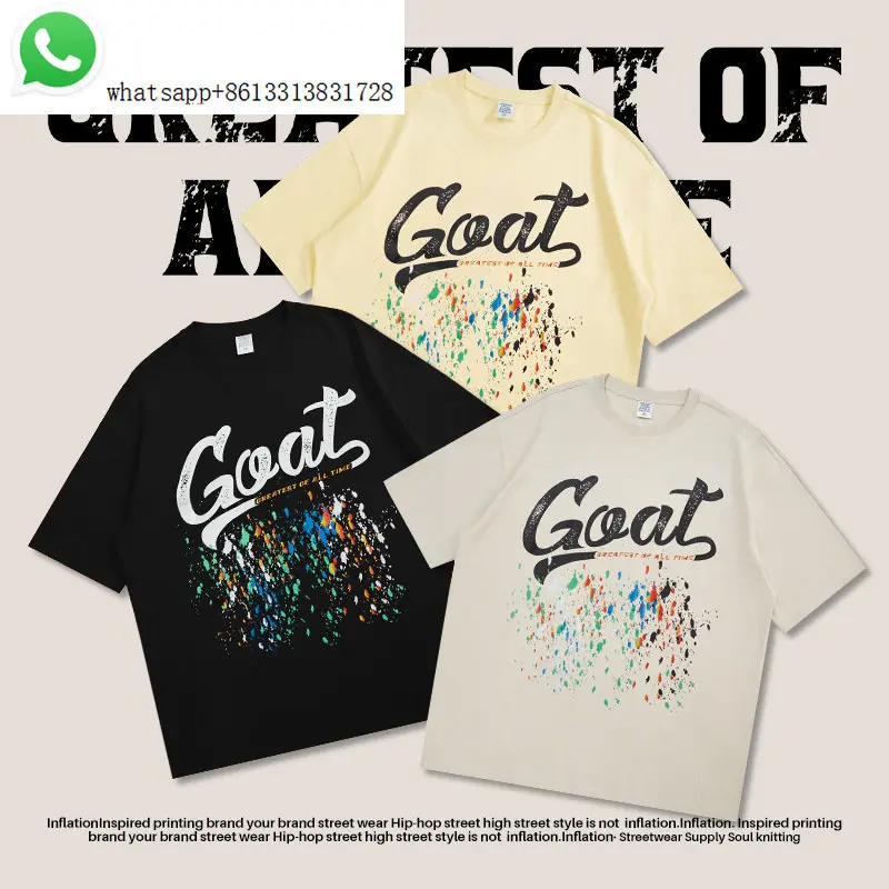 

Tide brand men's American splash ink process printed T-shirt 2023 summer new product loose high street cotton short sleeve top