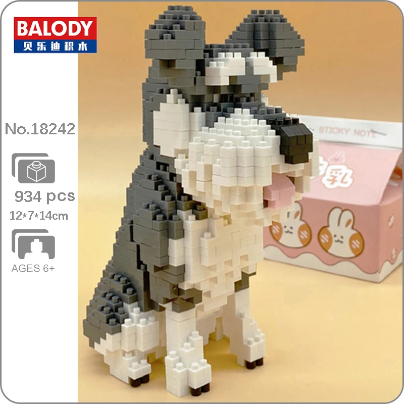 

Balody 18242 Animal World Standard Schnauzer Dog Sit Pet Doll Model Mini Diamond Blocks Bricks Building Toy For Children No Box