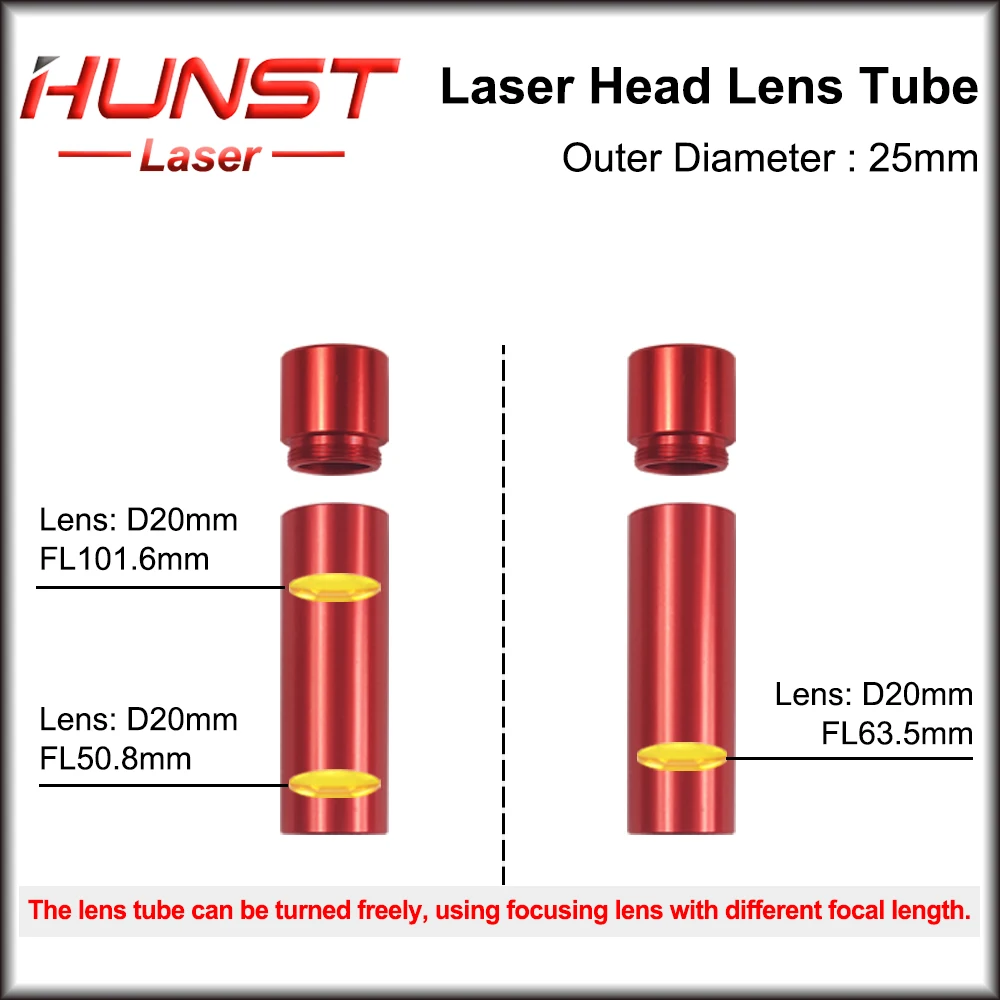 HUNST CO2 Лазерная линза трубка OD 25 мм ID 21 для линзы диаметром 20 F50.8/63 5/101 6 Двойные