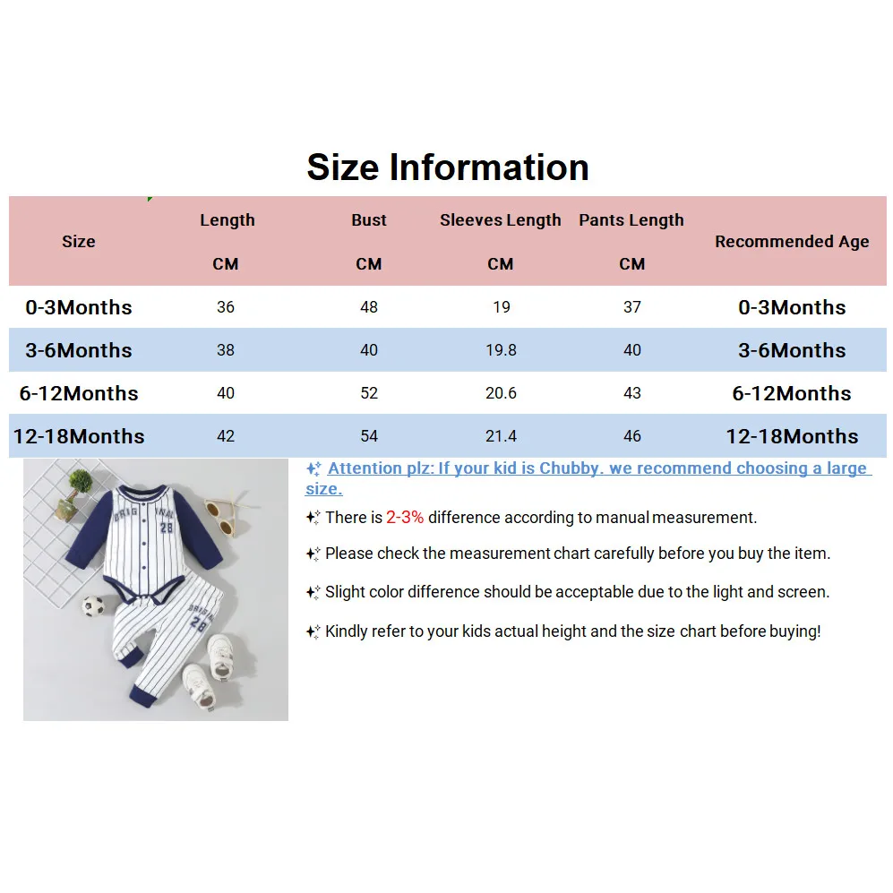 Комплект Одежды Для Маленьких Мальчиков 0–18 Месяцев — Бейсбольный Комбинезон В
