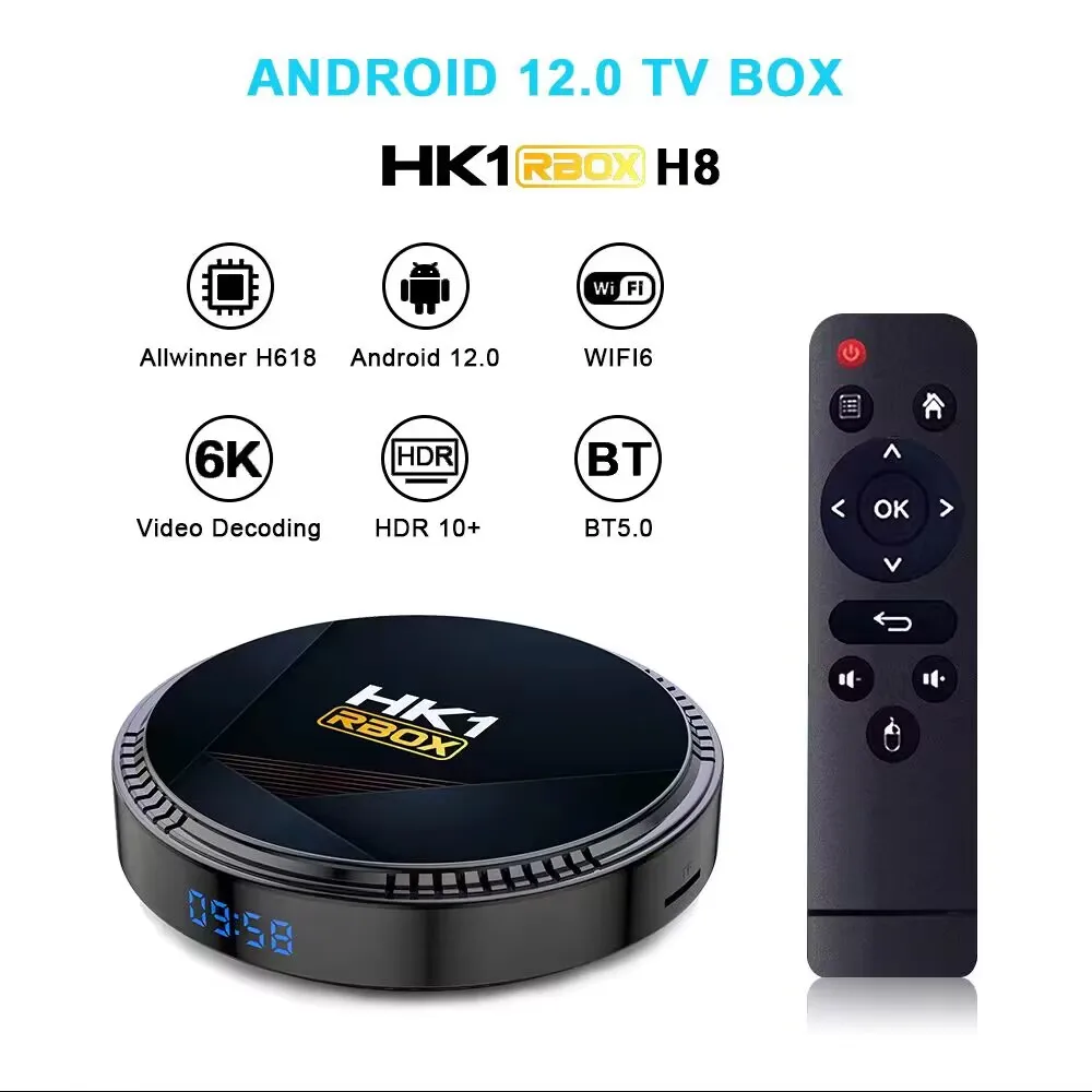 Smart TV Box HK1 RBOX H8 Android 12 Медиаплеер С Процессором 2 4G/5G Wi-Fi6 BT5.0 Allwinner H618