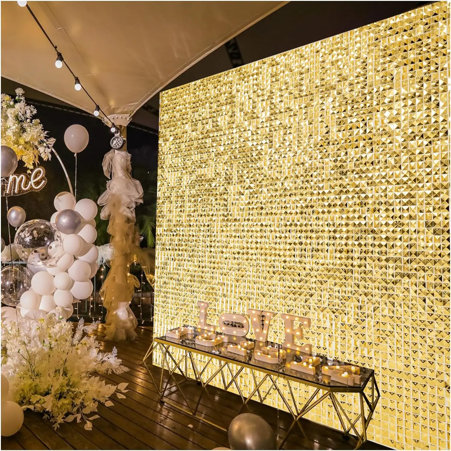 16 шт./лот мерцающий настенный фон серебристый золотой квадратный с блестками