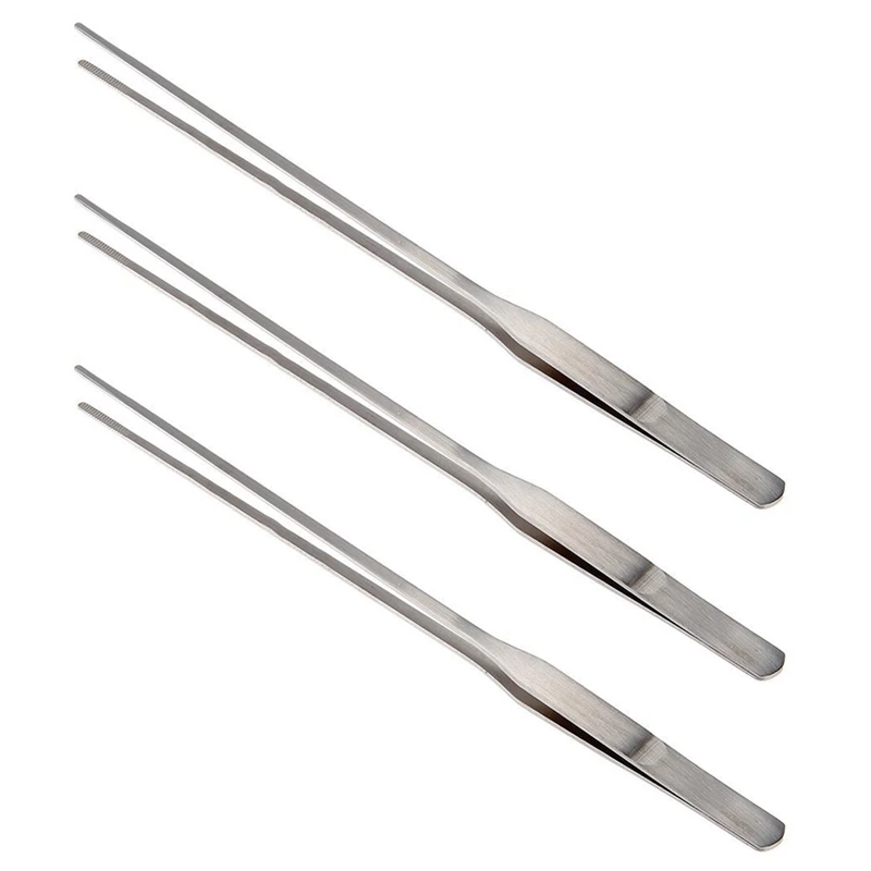 

3X Aquarium Fish Tank Live Plants Straight Tweezers Cutting Stainless Steel 27Cm