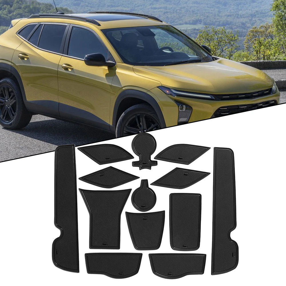 

1 Set Of Anti-Slip Gate Slot Mat For Chevrolet For Trax BLACK PVC Rubber Mats Drink Coaster New Car Interior Accessories