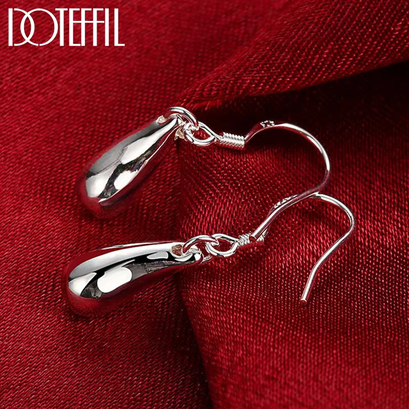 

DOTEFFIL 925 Silver Earring Fashion Jewelry Teardrop/Water drop/Raindrop Dangle Earrings For Women Valentine Gifts