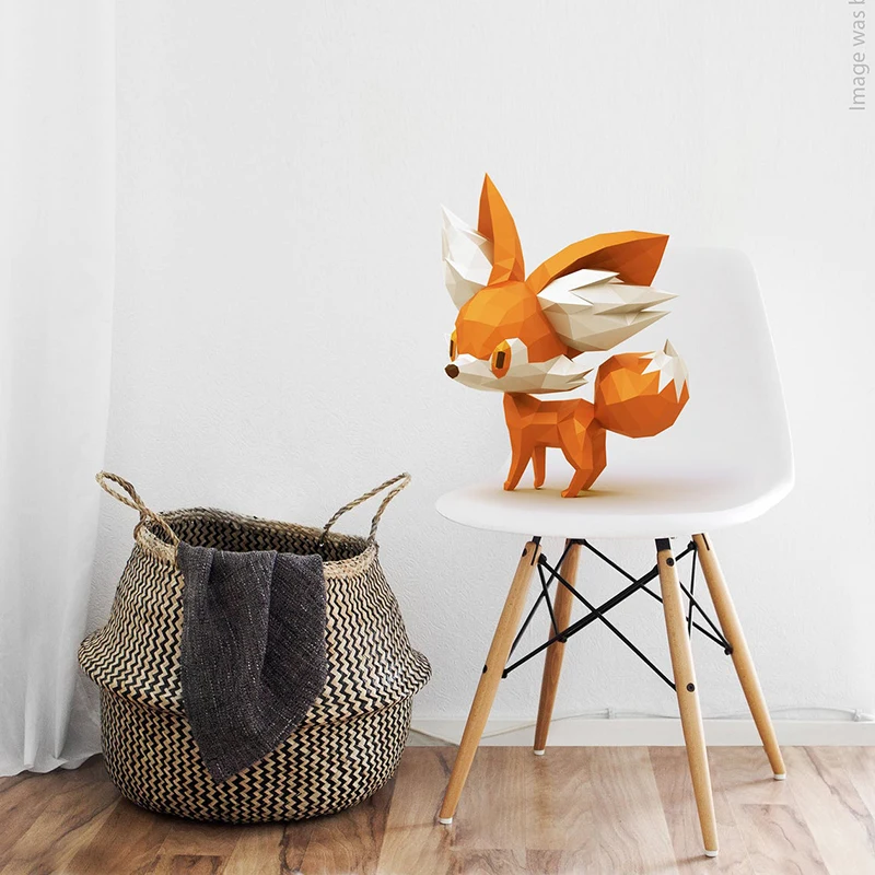 Милая лиса бумажная модель домашний декор украшение для комнаты стола Papercraft 3D