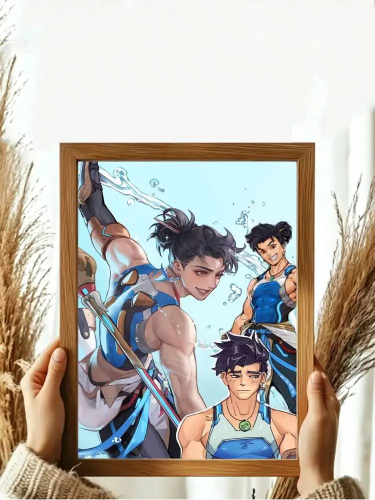 Фото Постер Aqua O-OverwatchES Wuyang, HD, самоклеящийся, водонепроницаемый, настенный декор, идеально подходит для дома, офиса, общежития, в подарок №3