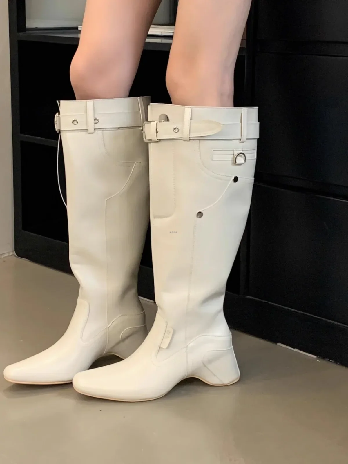 Ковбойские сапоги в стиле вестерн с матовым покрытием ретро плиссированные