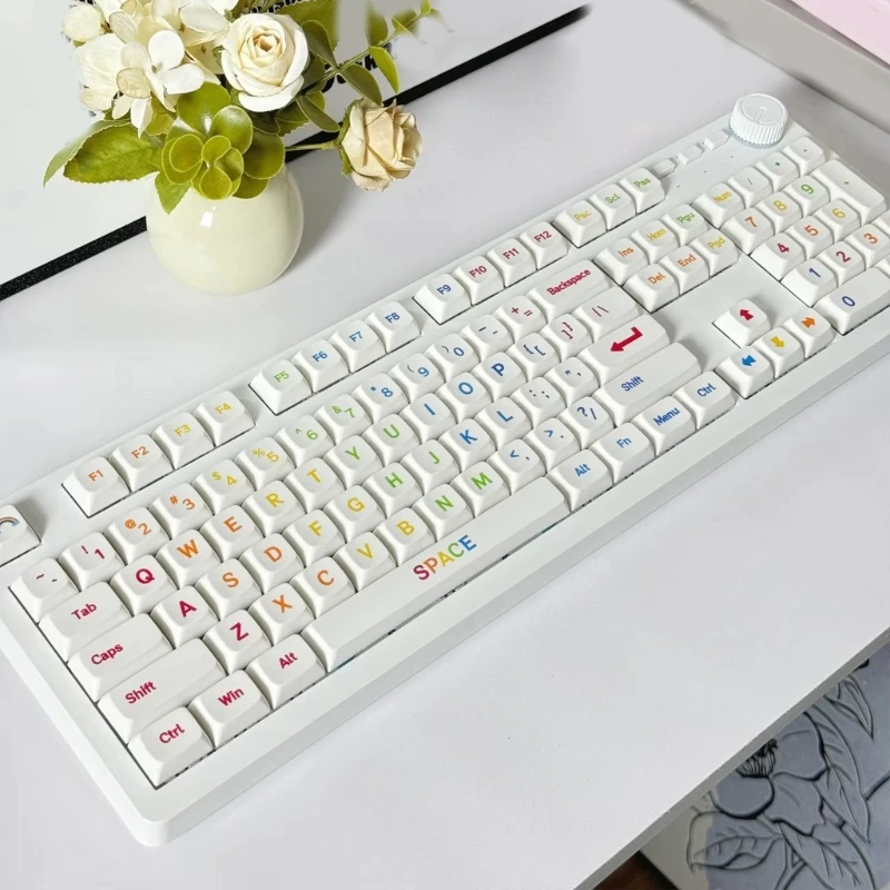 DN59 113Keys Набор клавишных колпачков XDA Height с крупными цветными шрифтами Уникальный