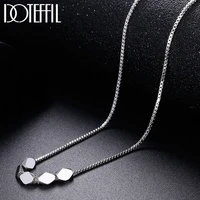 doteffil 925 sterling silver 18inch smooth geometric bead pendant box chain necklace for women man fashion wedding charm jewelry