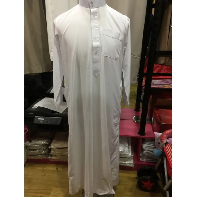 

Wholesale Qatar Stand Collar Men's Muslim Robes Middle East Arab Hui Clothing Indian Long Shirt