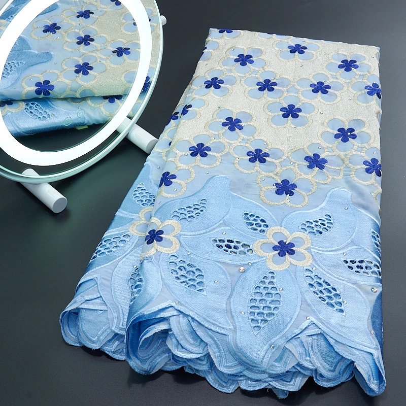 

Нигерийская сухая хлопчатобумажная кружевная ткань 2023 швейцарская вуаль кружевная ткань с камнем африканская вышивка хлопок Австрия для в...