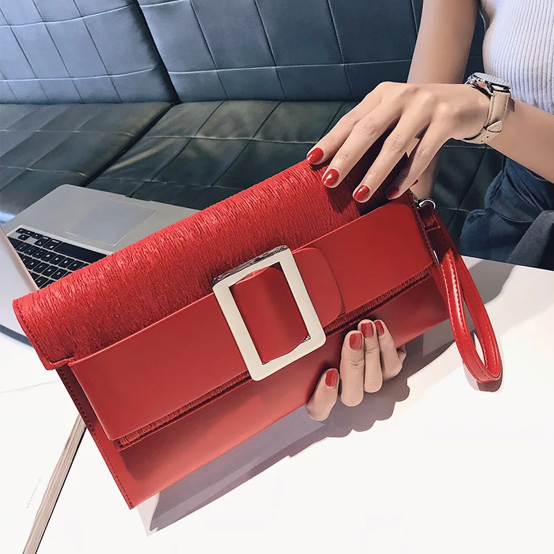 

Party Wallets Woman Red Colour Daily Envelope Clutch Bag PU Leather Black Wedding Wristlet Hand Bags Wristlets for Women