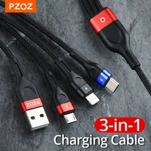 PZOZ-Cable Micro USB tipo C para móvil, adaptador de carga rápida 3 en 1 para iPhone 7 11, Samsung y Xiaomi