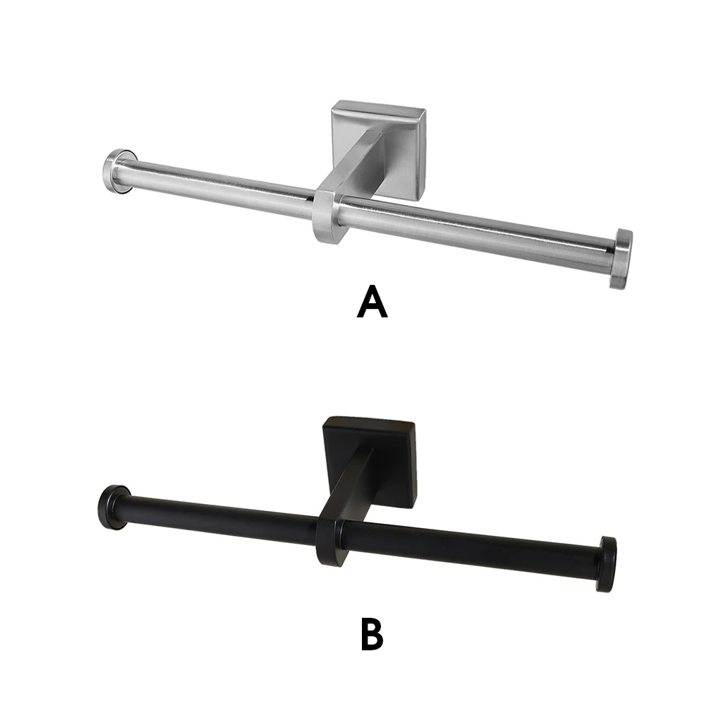 

Stainless Steel Double Rod Roll Paper Holder Waterproof Wall-mounted Rack Bathroom Tissue Stand Family Indoor Gadgets