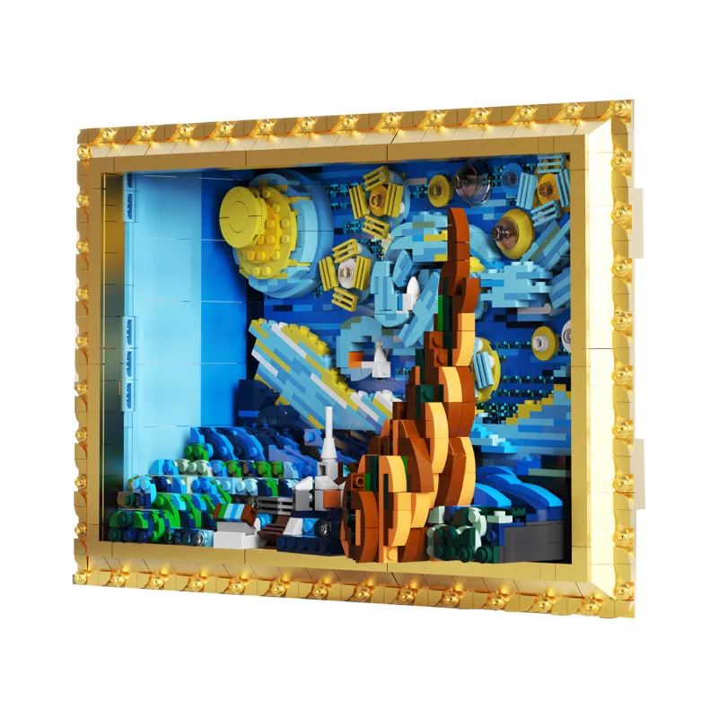 

Friends Famous Painting Building Blocks Artist Novelty and Quirky Assemblies Starry Night Home Decoration Model Bricks Kit Gifts