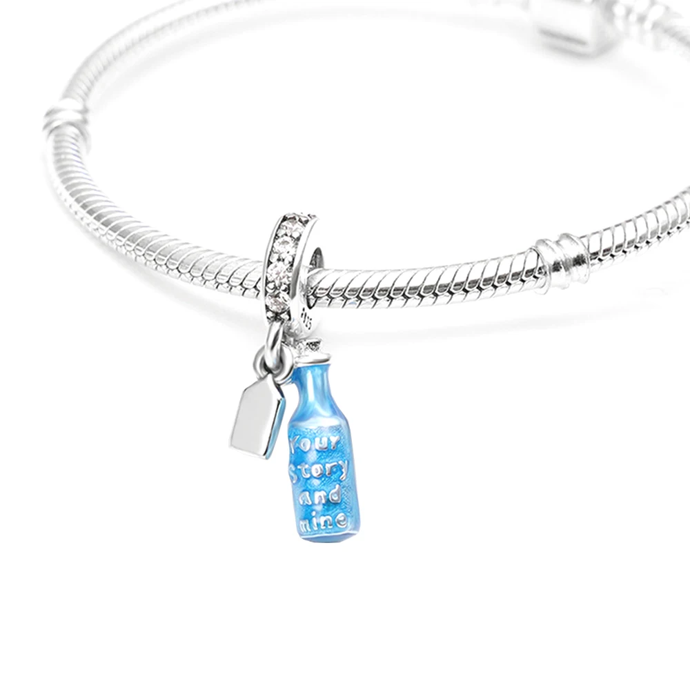 ChimWomen's DIY Bracelet Collier Pendentif, Tout-en-Un, Bleu, Bouclier SAFEye, Pendentif Bouteille, Accessoires Personnalisés
