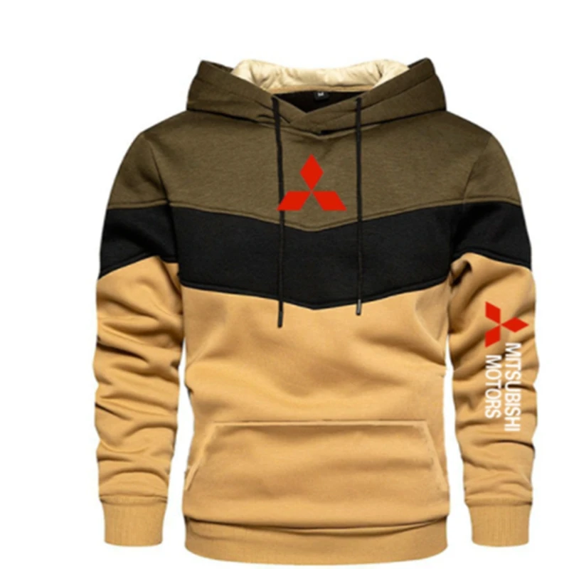 

NEW Men's Autumn Spring Hooded Mitsubishi Color Fashion Sweatshirt Long Sleeve Ccasual Hoodies Sports Patchwork Sweatshirts