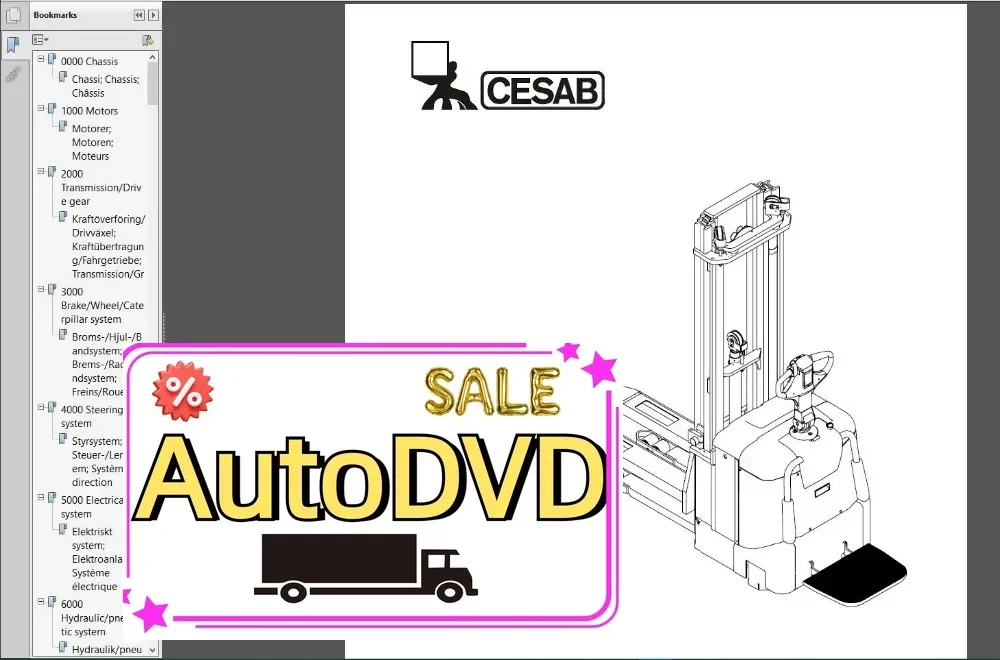 Фото Каталог запасных частей для вилочного погрузчика AutoDVD Cesab и руководство по обслуживанию, полный DVD 28 ГБ №3