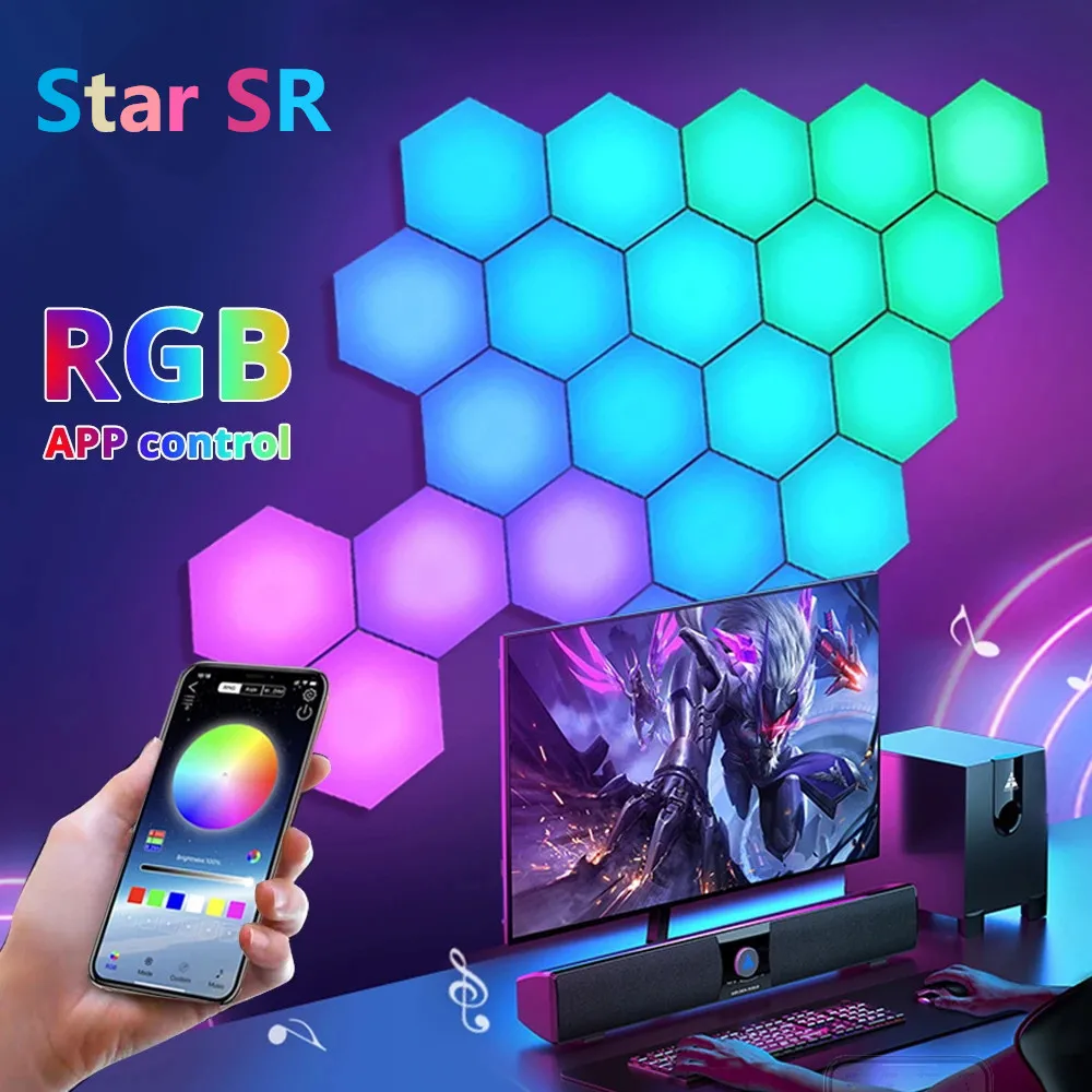 

Светодиодный умный пульт дистанционного управления, квантовая лампа RGB «сделай сам» с управлением через приложение, креативный ночник для ...