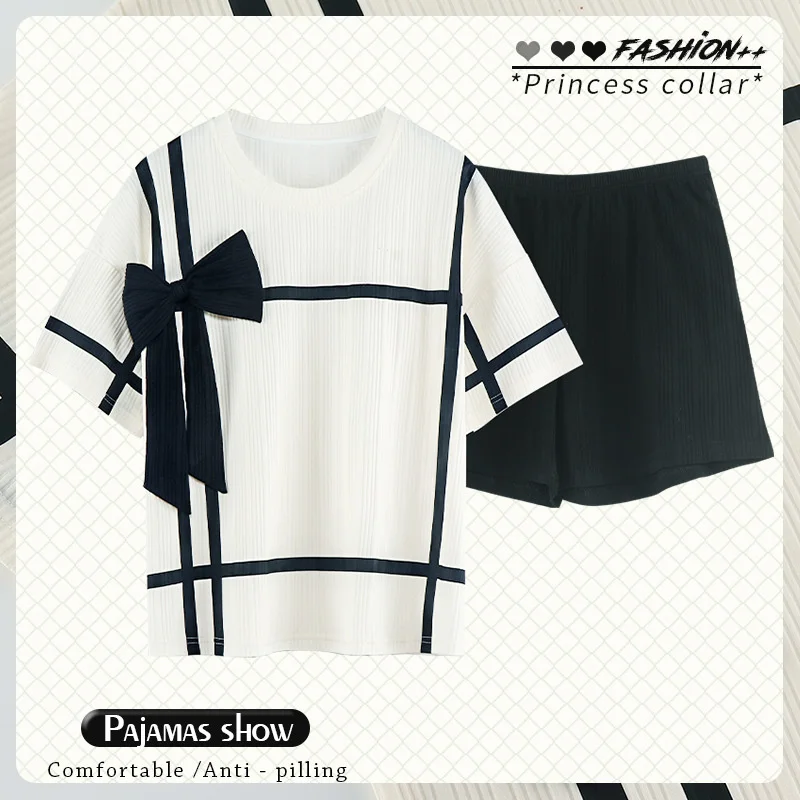 Summer Pajamas Women's Short Sleeved Shorts Cotton Cartoon Cute Princess Style Sweet Girls Can Wear Home Clothes Suit