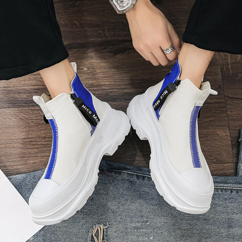 Ботинки с высоким берцем на толстой подошве мужская обувь весну и осень дышащие