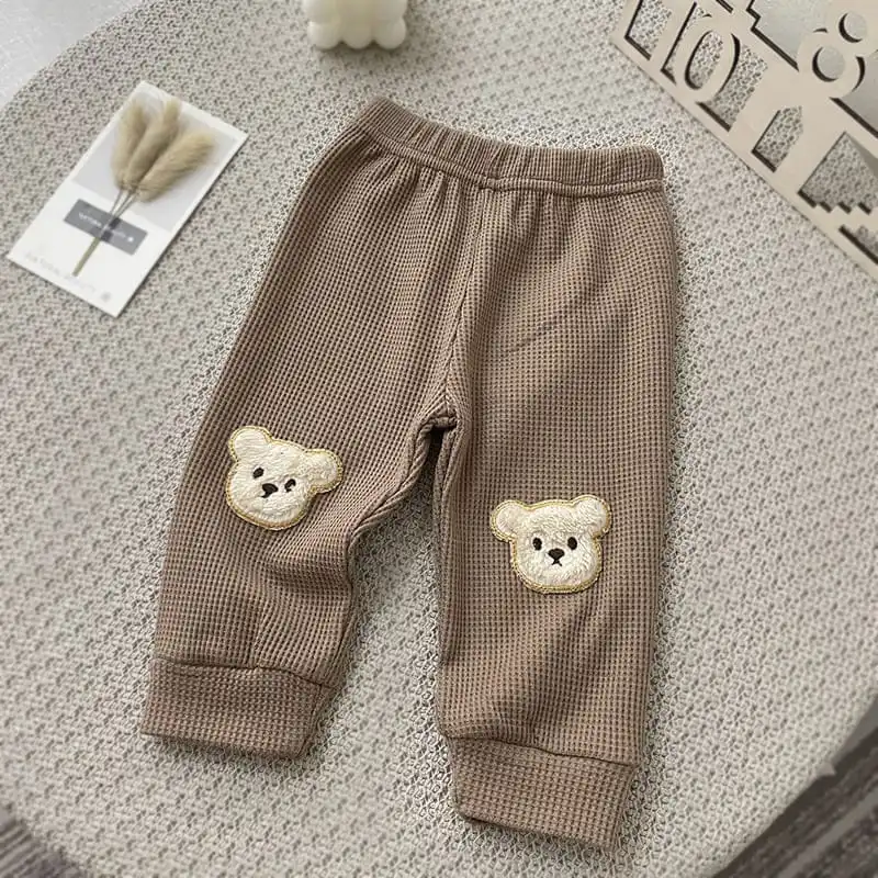 

Spring Autumn Cartoon Bear Trousers for Baby Boys Girls Kids Children Casual Sport Long Pants Harem Lattice Toddler Sweatpants