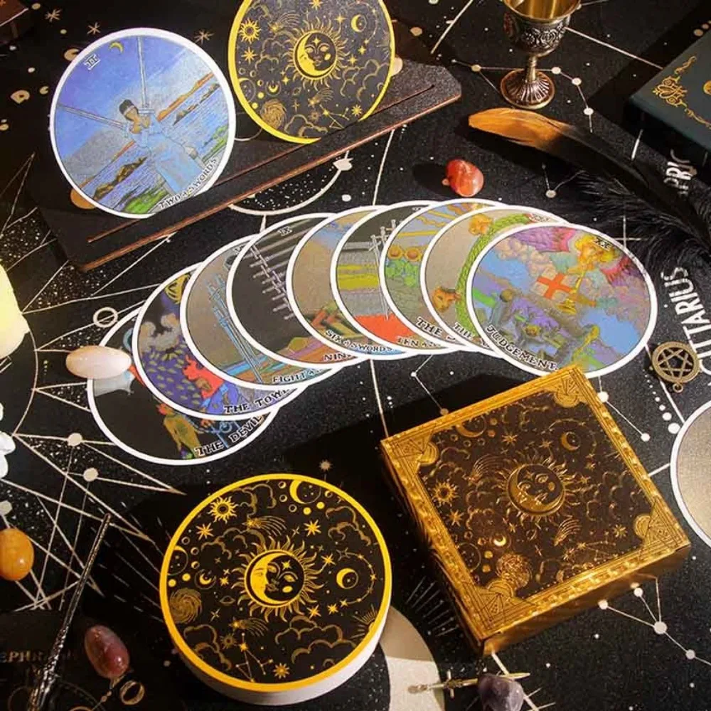 ПВХ Классические Обучающие пластиковые круглые карты 10x10 см Таро игры