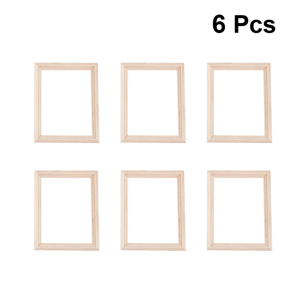 

6 Pcs Mini Photo Room Decor Furniture Wood Model House Murals Wooden Craft Embellishment Photo Holder Child