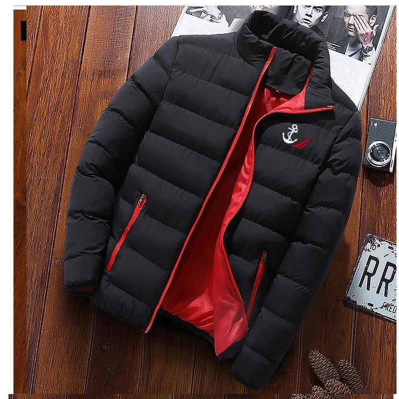 

Nautica Thick Men New Warm Parka Jackets Winter Casual Mens Outwear Coats Solid Stand Collar Male Windbreak Cotton Padded Jacket