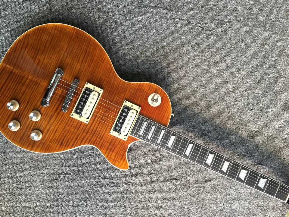 

Slash Appetite Electric Guitar Amber Tiger Maple Top Zebra Pickups High Quality Guitarar Free Shipping