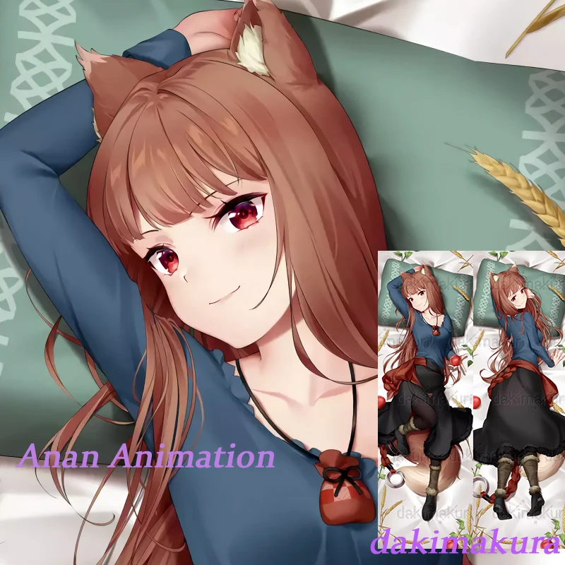 Двусторонняя наволочка Dakimakura с принтом аниме Holo Spice Wolf в натуральную величину