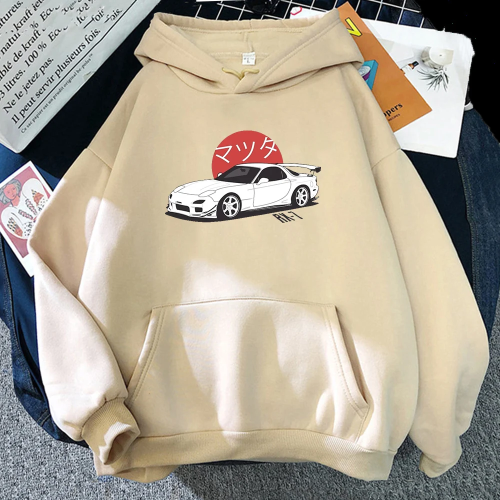 Anime Initial D Hoodies Mazda  Printed Fleece Hooded Men Women Fashion Pullover Streetwear Sweatshirts  Automobile Culture