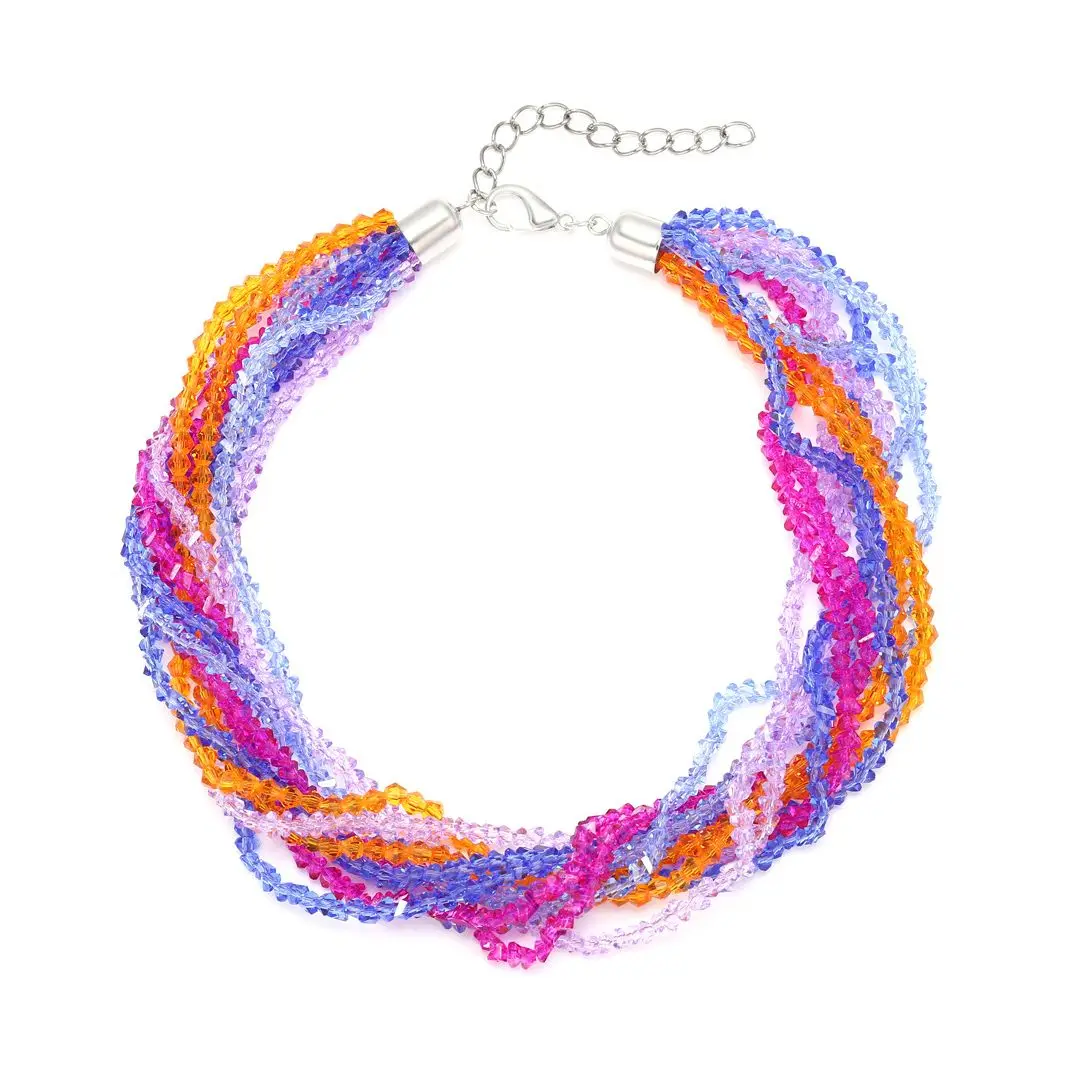 

Zvoijio New Luxury Handmade Colorful Crystal Necklace Bohemian Multi-layered Chain Necklace Jewelry