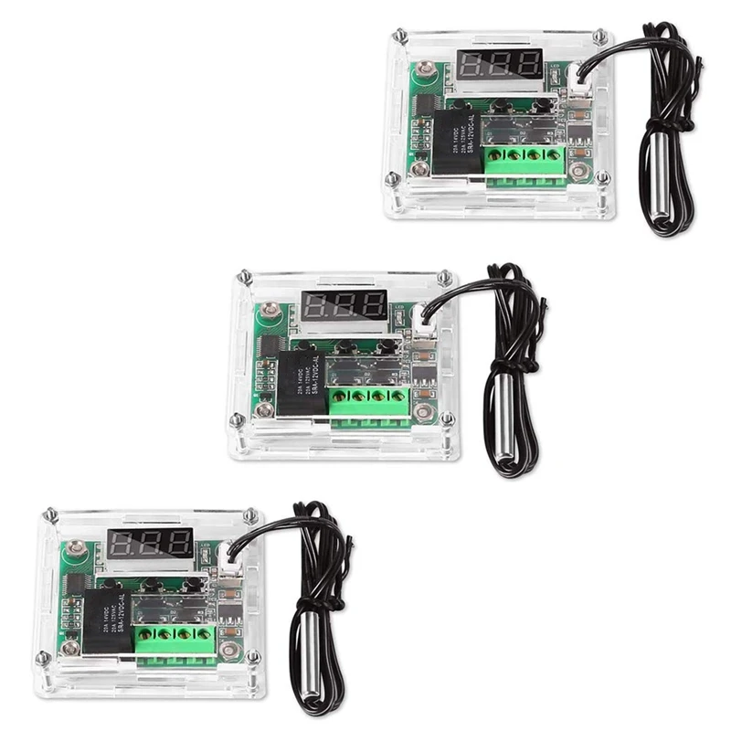 

3Pcs W1209 12V DC Digital Temperature Controller Board Electronic Temperature Temp Control Module (With Case)