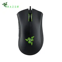 Black Razer DeathAdder 필수 유선 게이밍 마우스, PC 게이머용 6400DPI 광학 센서, 5 개의 독립 버튼