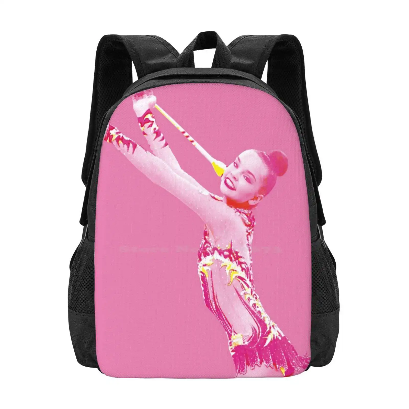 Dina Averina Clubs 3D Print Design Backpack Student Bag Rhytmic Gymnastics Sports Dance Clubs Pink Rg Russian Gymnastics