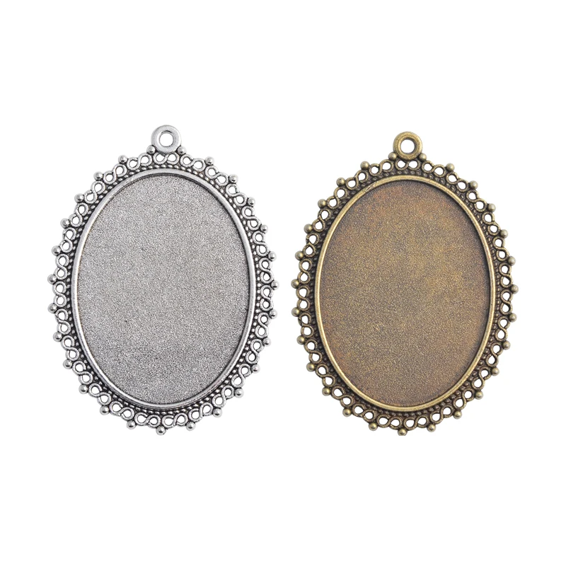 

New Fashion 5pcs 30x40mm Inner 2 Colors Plated Classic Flower Style Cabochon Base Setting Charms Pendant