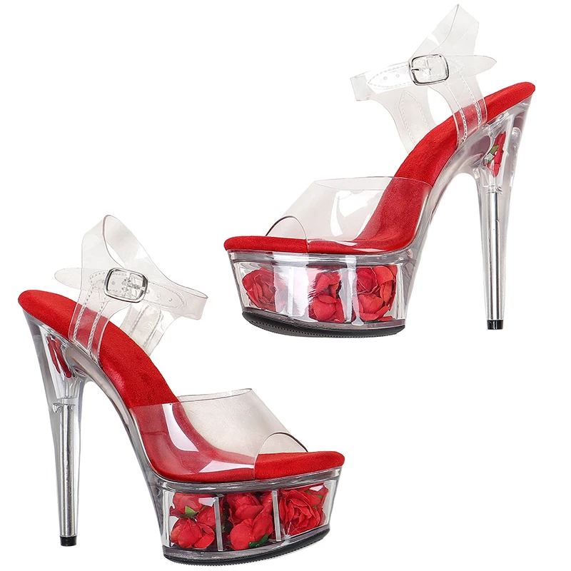 Leecab 6Inch/15cm High Heel Crystal Platform Party Sexy Clubbing Exotic Pole Dancing Dancer High Heels Sandals