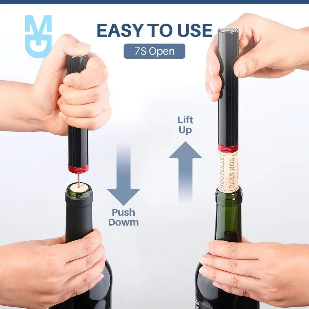 

Новый воздушный насос, открывалка для бутылок вина, безопасный портативный штопор пробки из нержавеющей стали с воздушным давлением, штопо...