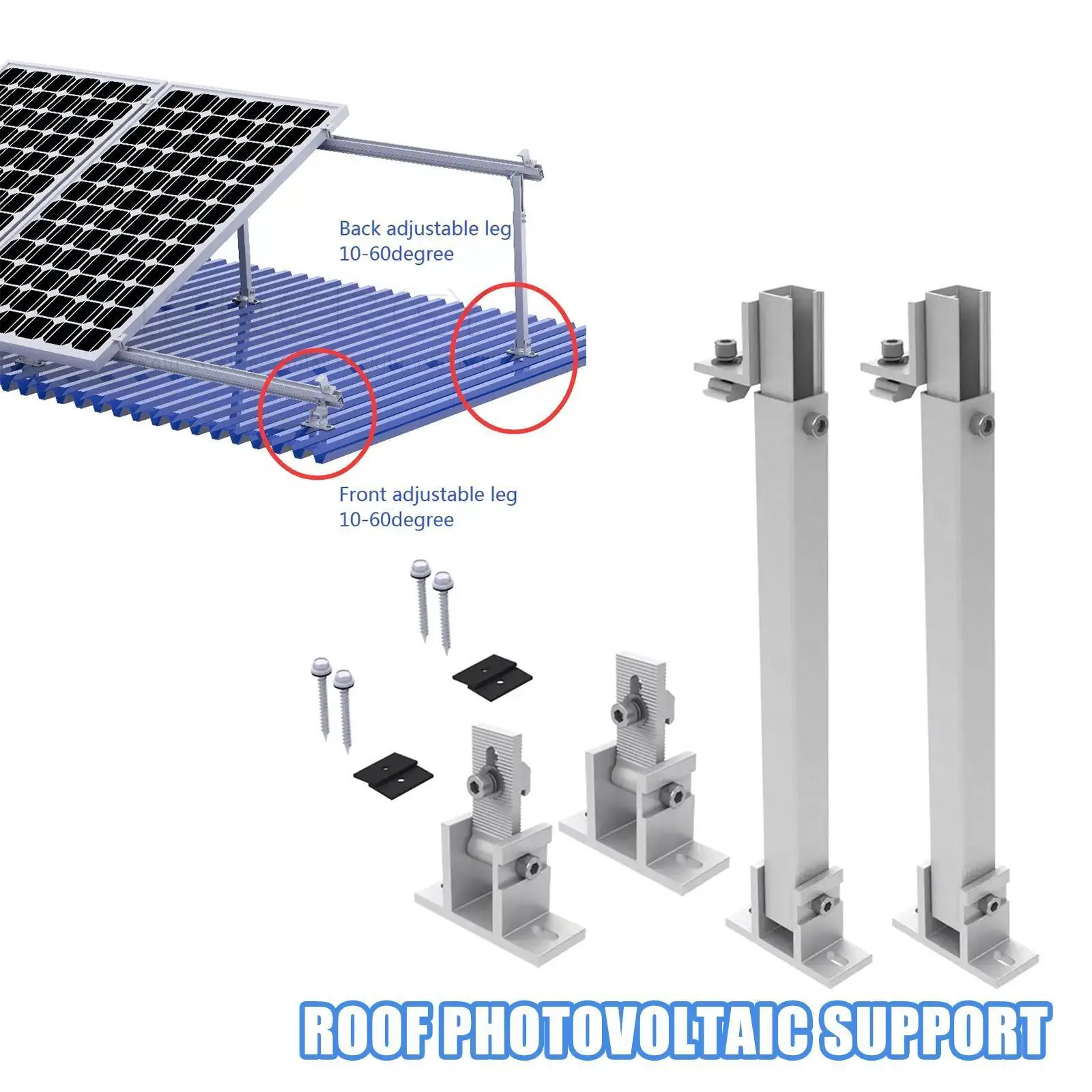 

10-15 Degree Adjustable Aluminum Alloy Solar Module Holder Triangle Aluminum Solar Panel Roof Mounting Bracket Holder
