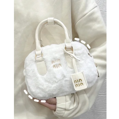 Женская плюшевая сумка через плечо, повседневная милая сумочка в Корейском стиле, Y2k, для осени и зимы, 2023