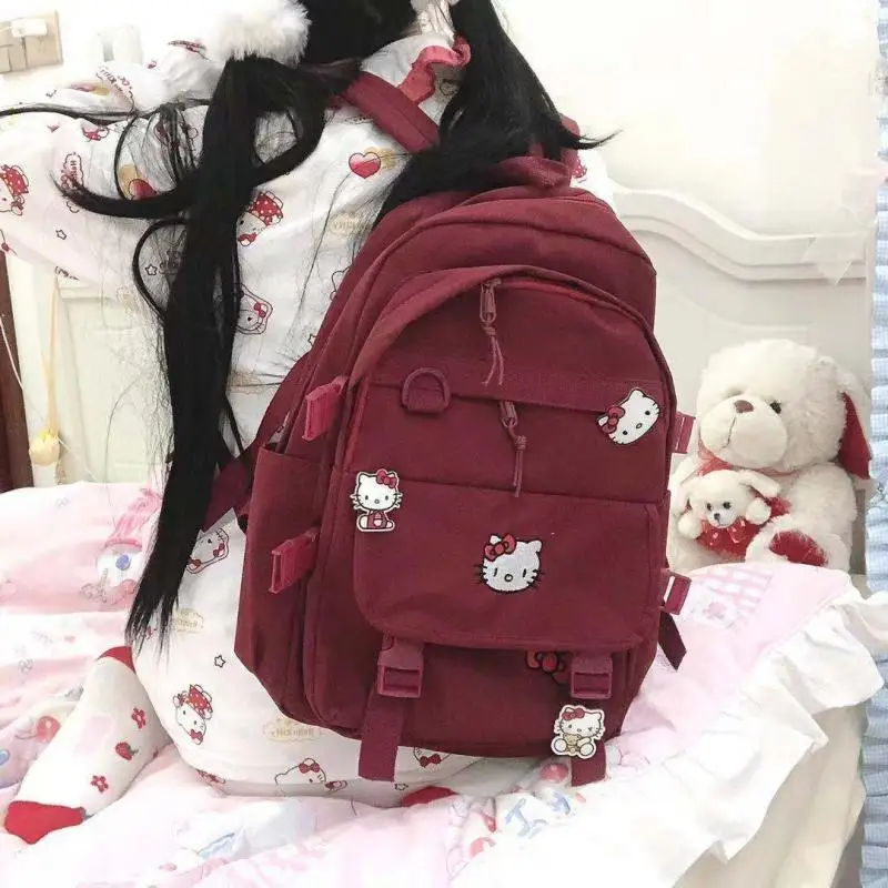 

Kawaii Cute Sanrio Hello Kitty Backpack Schoolbag Textbook Bag High-Capacity All-Match Ins Cute Girl Christmas Gift For Children