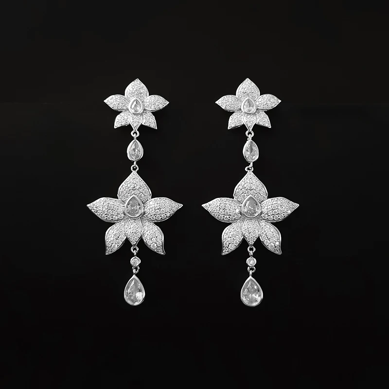 

New 925 Sterling Silver Double Layer Flower Stud Earrings Women's Fashion Simple Trend Luxury Monaco Jewelry Birthday Gift
