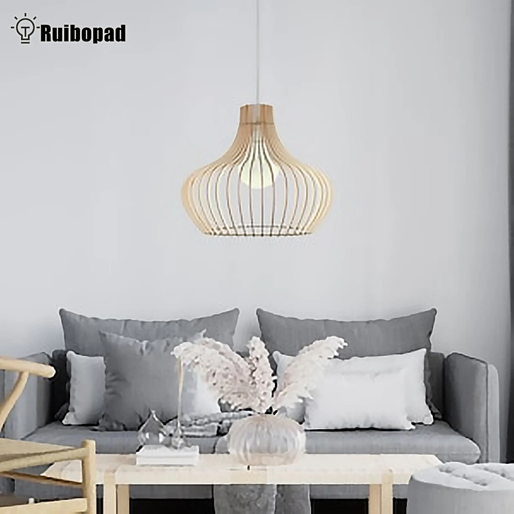 

Wooden Kitchen Pendant Lights For Dining Living Room Nordic Vintage Wood Bamboo Pendant Hanging Light Fixture Lamp Home Decor