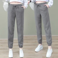 2022 new spring and autumn sportswear womens thin and loose 100kg leisure high waist harlan trousers fashion lady 9 point pants