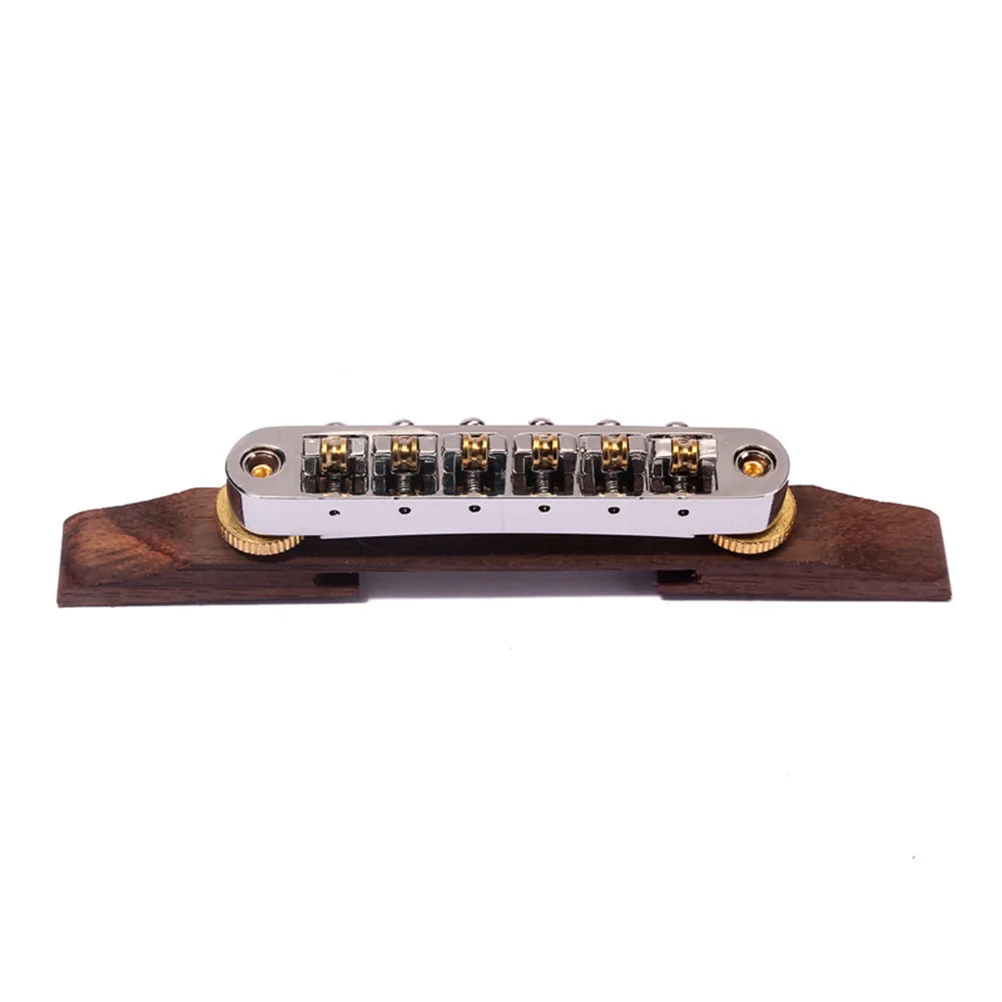 

Rosewood Adjustable Archtop Guitar Bridge Scroll Wheel Bridge Tailpiece Rosewood Adjustable Gold Roller Saddles