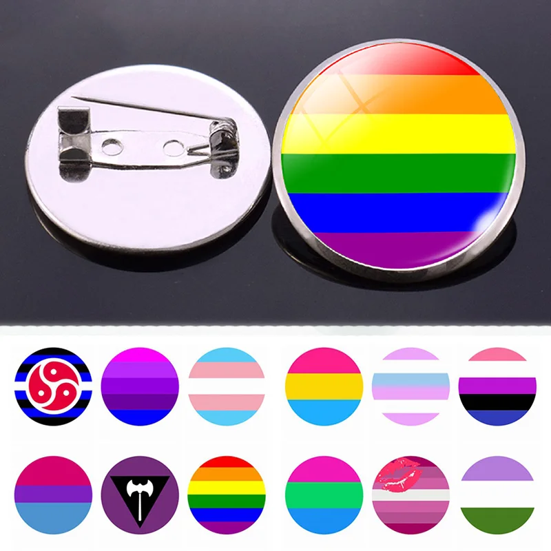 Брошь из полисексуалов, интерсексуалов, серебристого цвета, с радужным флагом бижутерия со стеклянными кабошонами, для геев, лесбиянок, модные креативные подарки