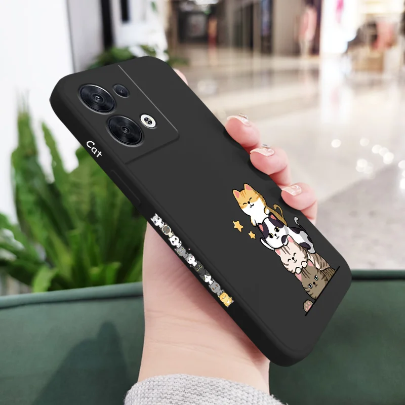 Stacked Cats Phone Case For OPPO Reno 8 8T 8Z 7 7Z 6 5 F19 F9 Pro 4G 5G Liquid Silicone Cover images - 6