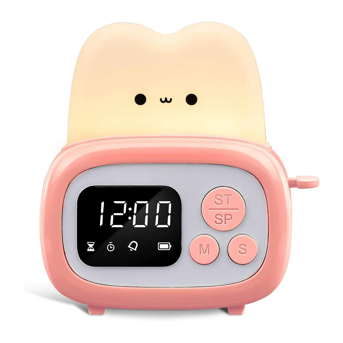 Toaster Lamp,cute Night Light With Time Management Tool And Table Clock Alarm Digital Timer For Kids Pink